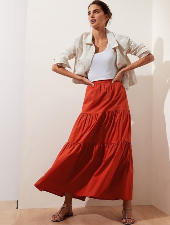 Banana Republic Dresses & Skirts - Banana Republic Maxi Skirt - Red Tiered Women's Skirt